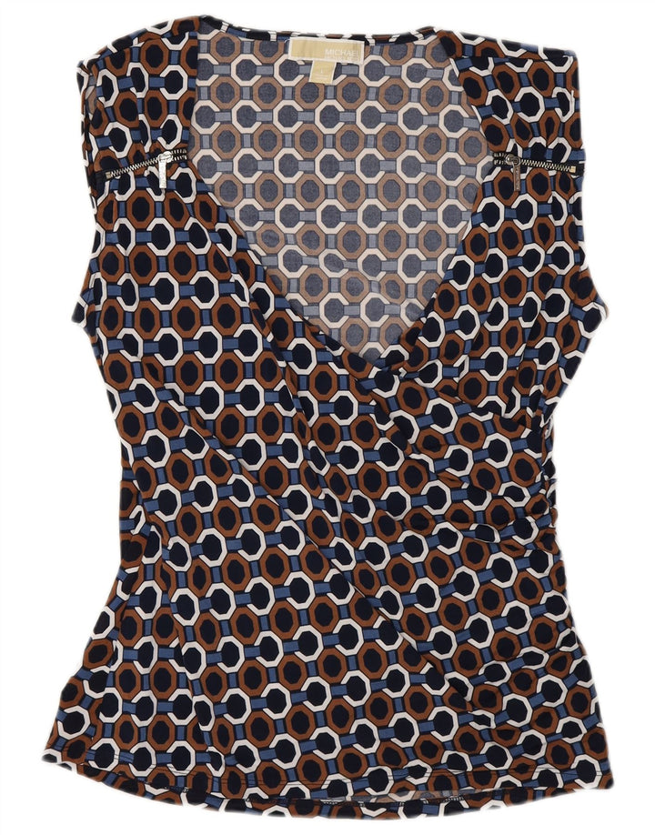 Top camicetta da donna Michael Kors UK 14 grande geometrico multicolore