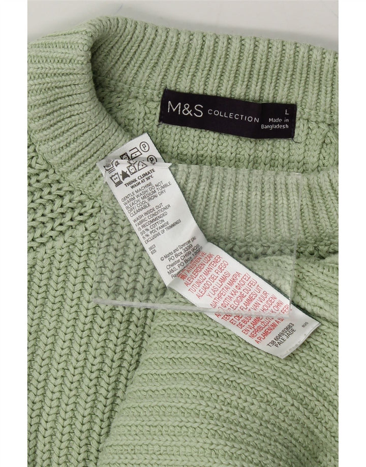 MARKS & SPENCER Womens Crew Neck Jumper Sweater UK 16 Large Green Vintage Marks & Spencer and Second-Hand Marks & Spencer from Messina Hembry 