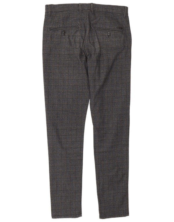 Pantaloni casual slim Marco da uomo Jack & Jones W32 L34 poliestere a quadri grigi