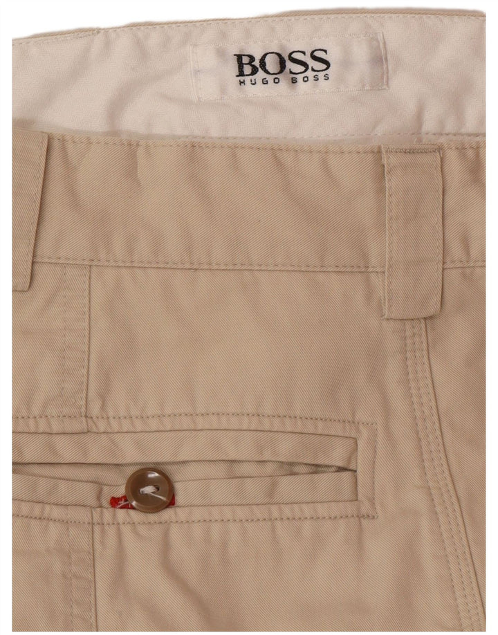 Pantaloni chino con pegging da uomo HUGO BOSS W34 L32 in cotone beige