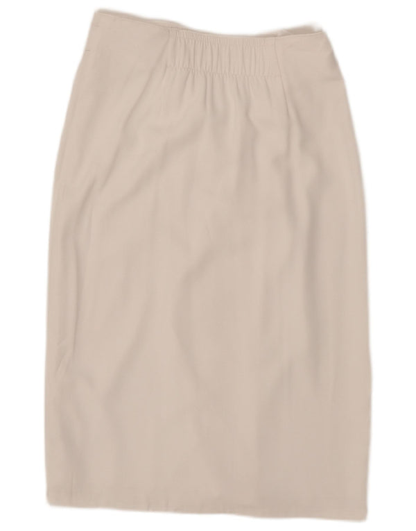 Gonna dritta da donna MARKS & SPENCER UK 12 media W30 poliestere bianco