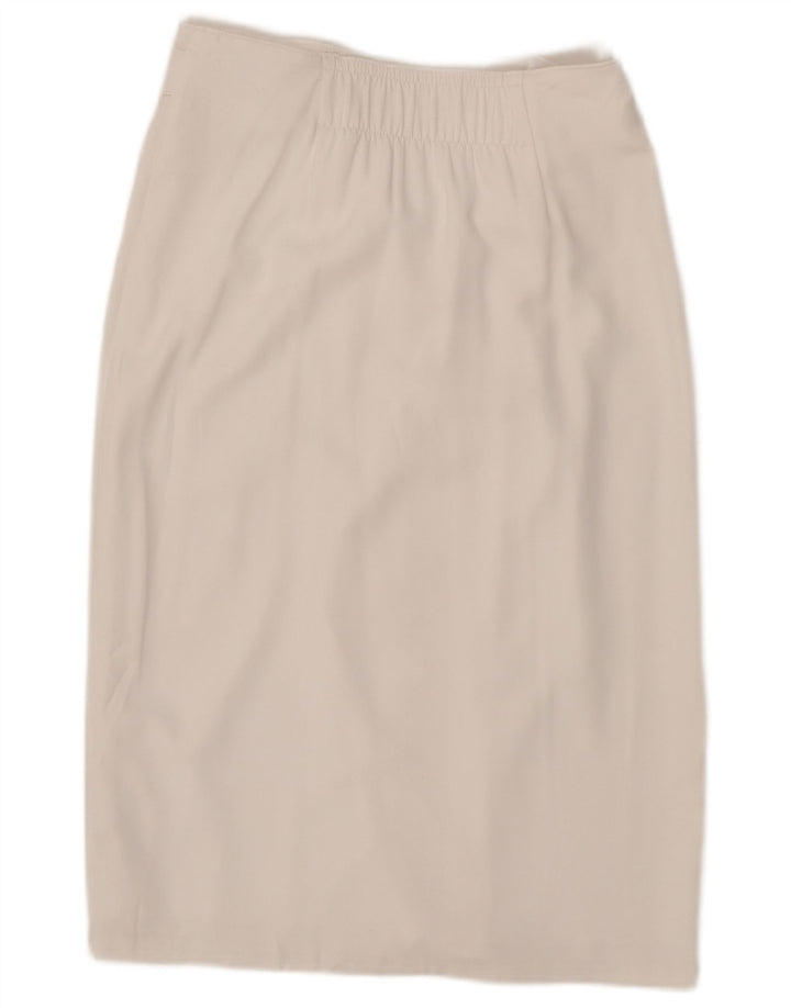 Gonna dritta da donna MARKS & SPENCER UK 12 media W30 poliestere bianco