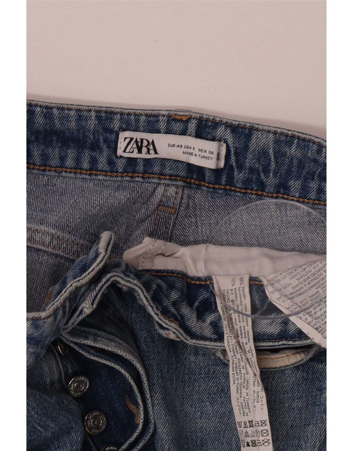 Jeans dritti effetto invecchiato da donna Zara EU 40 medio W30 L32 cotone blu
