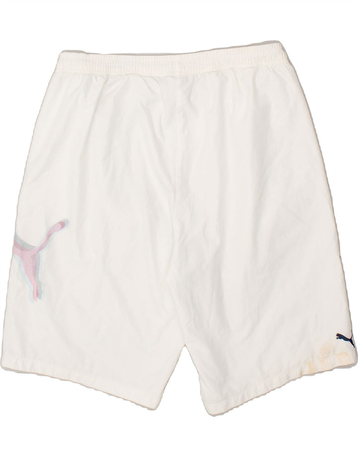 PUMA Mens Graphic Sport Shorts Large White Polyester Vintage Puma and Second-Hand Puma from Messina Hembry 