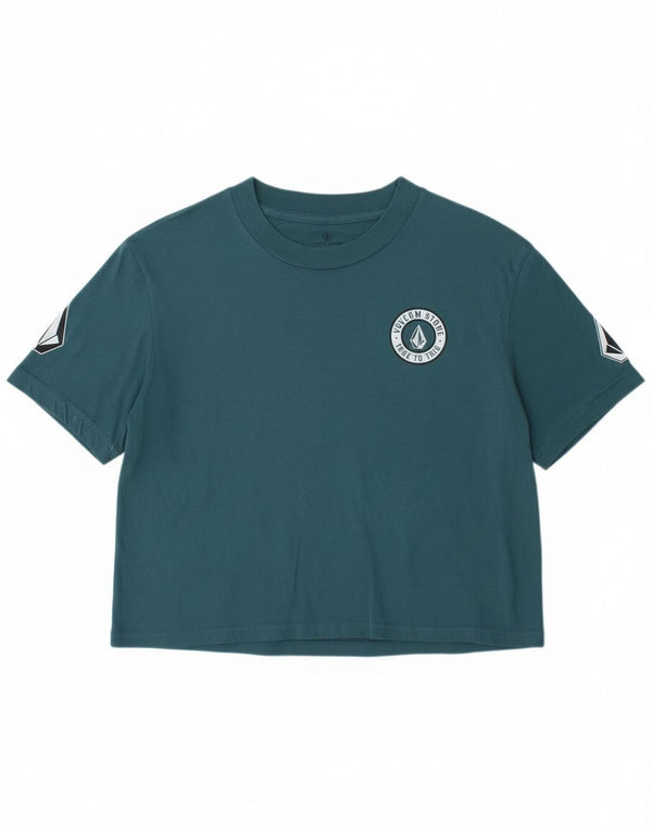 T-shirt grafica corta da donna vestibilità ampia Volcom taglia 4/6 piccola blu