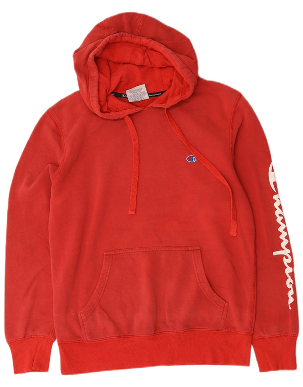 Maglione con cappuccio grafico da uomo Champion piccolo in cotone rosso