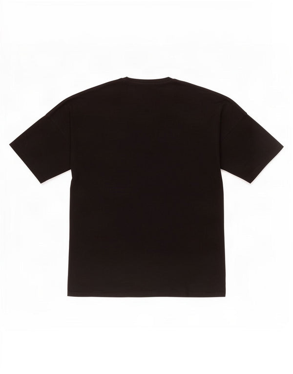 T-shirt da uomo ampia e vestibilità ampia, piccola, in cotone nero