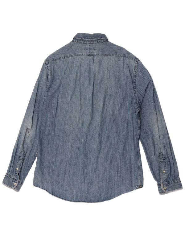 Camicia in denim slim fit da uomo Ralph Lauren XL in cotone blu