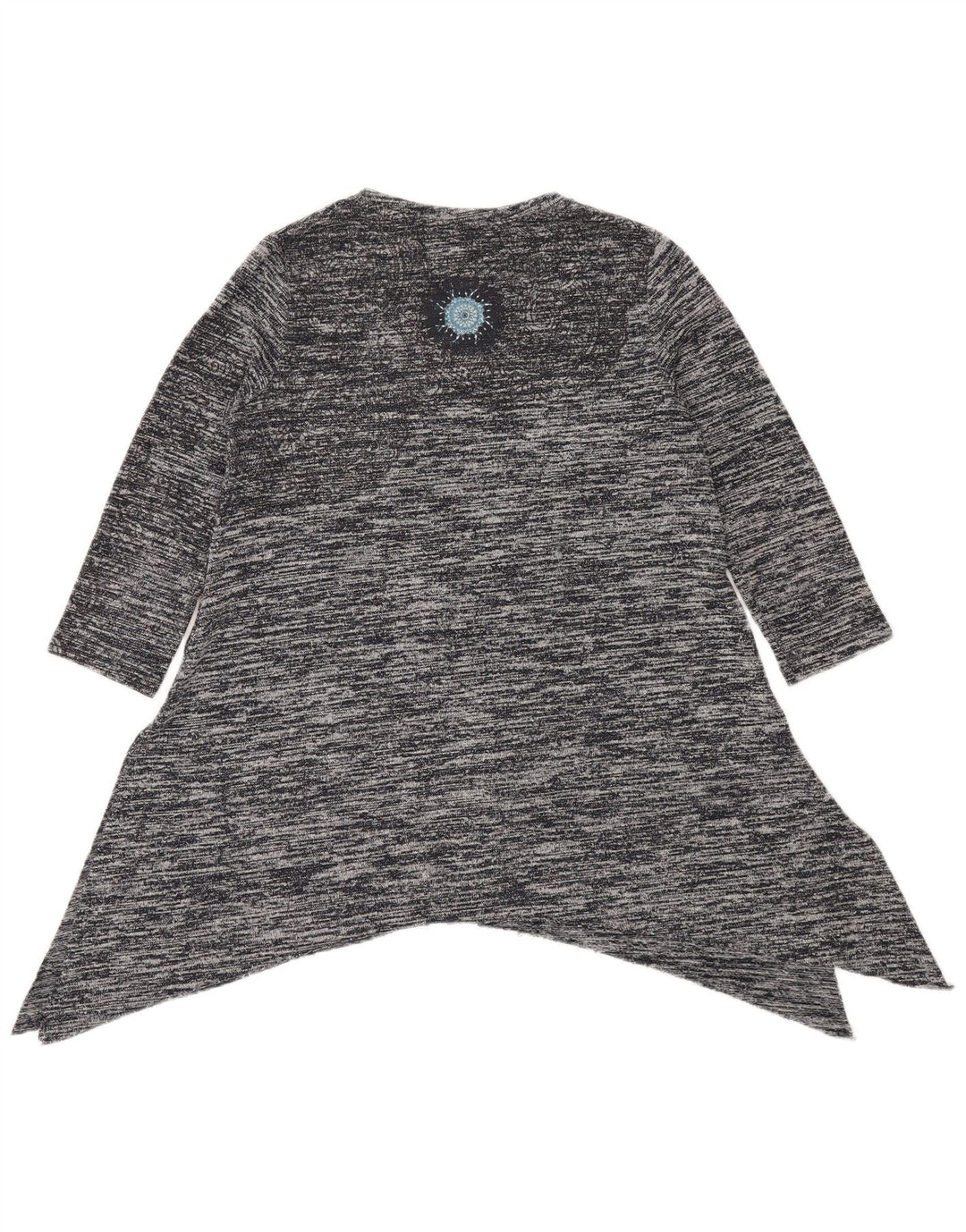 Desigual Donna Tunica Asimmetrica Top UK 12 Medio Grigio Chiazzato Bohémien
