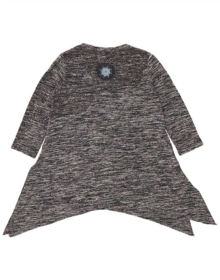 Desigual Donna Tunica Asimmetrica Top UK 12 Medio Grigio Chiazzato Bohémien
