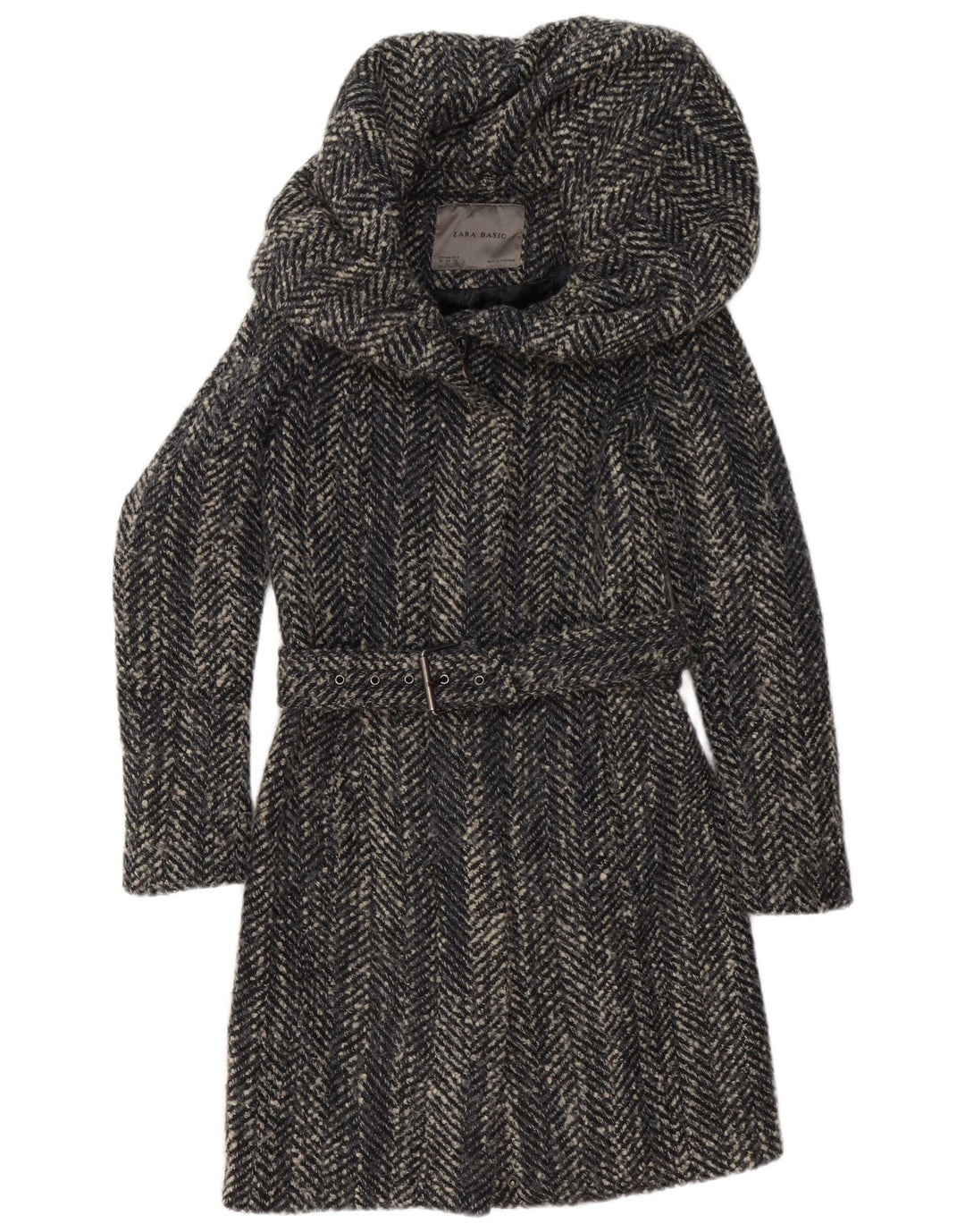 Cappotto Zara da donna UK 6 XS poliestere grigio a spina di pesce