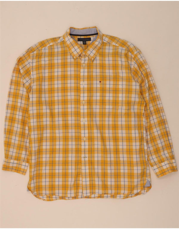 Camicia da uomo Tommy Hilfiger XL in cotone a quadri gialli