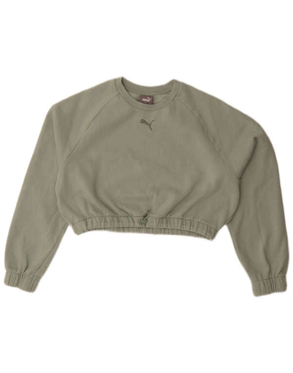 Felpa corta oversize da donna Puma UK 10 Small Green Cotton