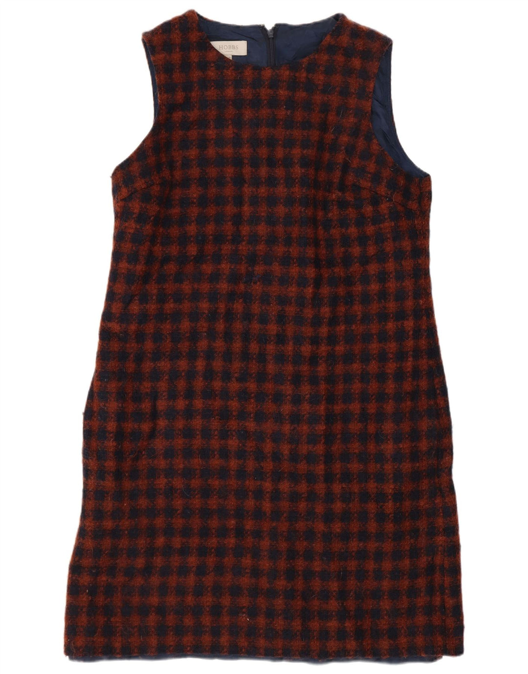 Abito a trapezio senza maniche da donna Hobbs UK 12 medio in lana a quadri blu navy