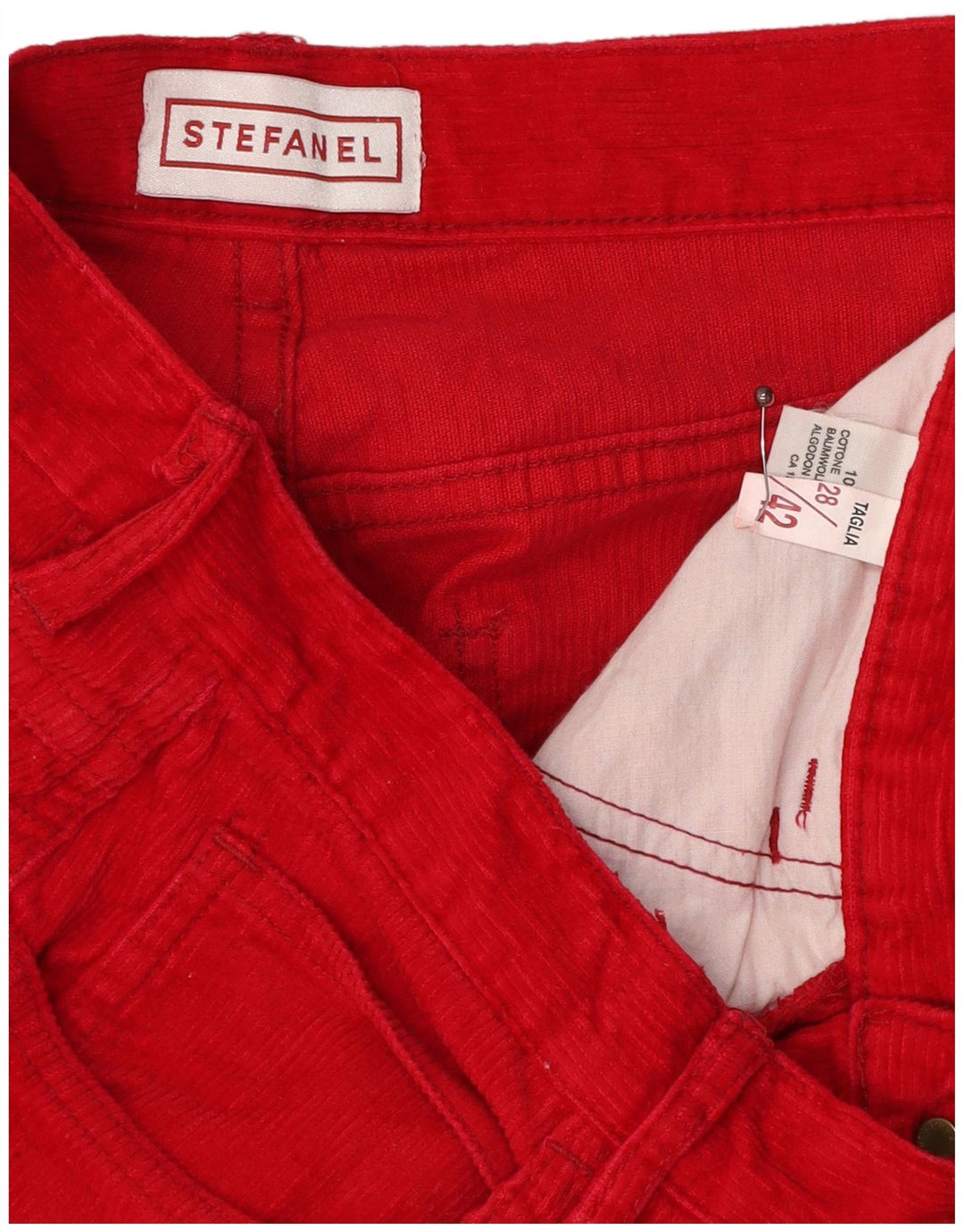 Pantaloni slim da donna in velluto a coste Stefanel W28 L30 cotone rosso