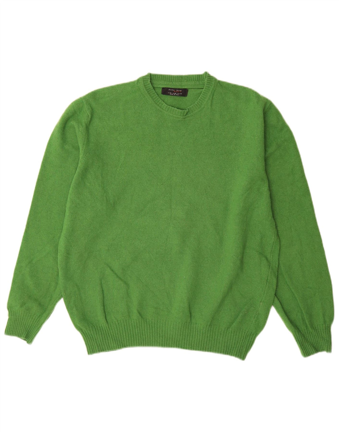 Maglione maglione girocollo da uomo Zara XL in lana verde