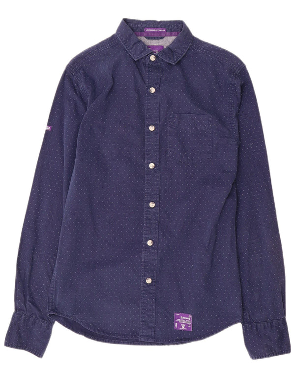 Camicia da uomo Superdry Small in cotone maculato blu navy