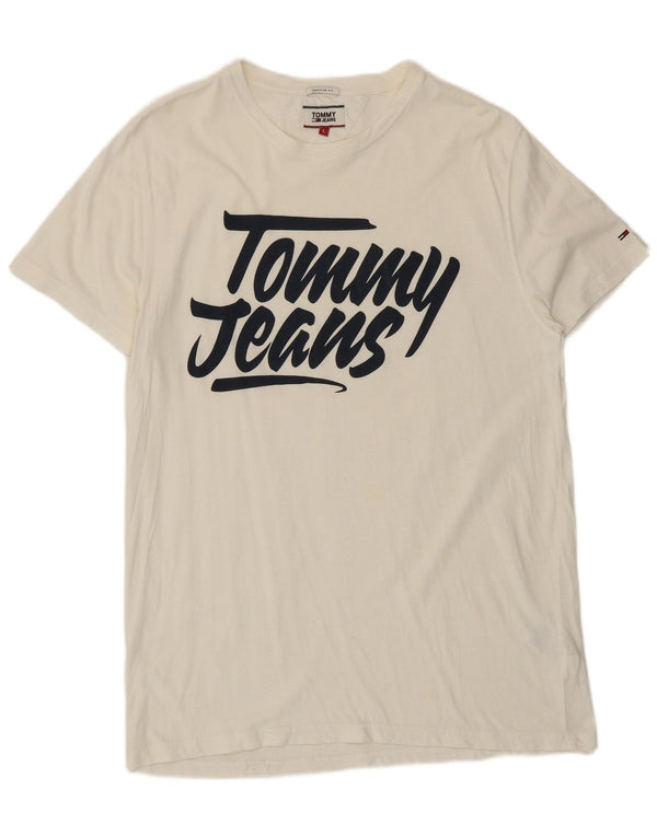 Tommy Hilfiger T-shirt grafica da uomo con vestibilità regolare, top grande in cotone bianco