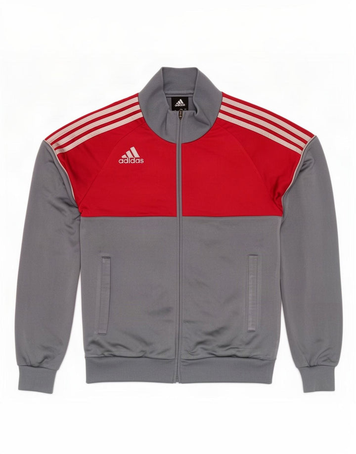 Giacca da tuta da ragazzo Adidas 13-14 anni in poliestere color block grigio