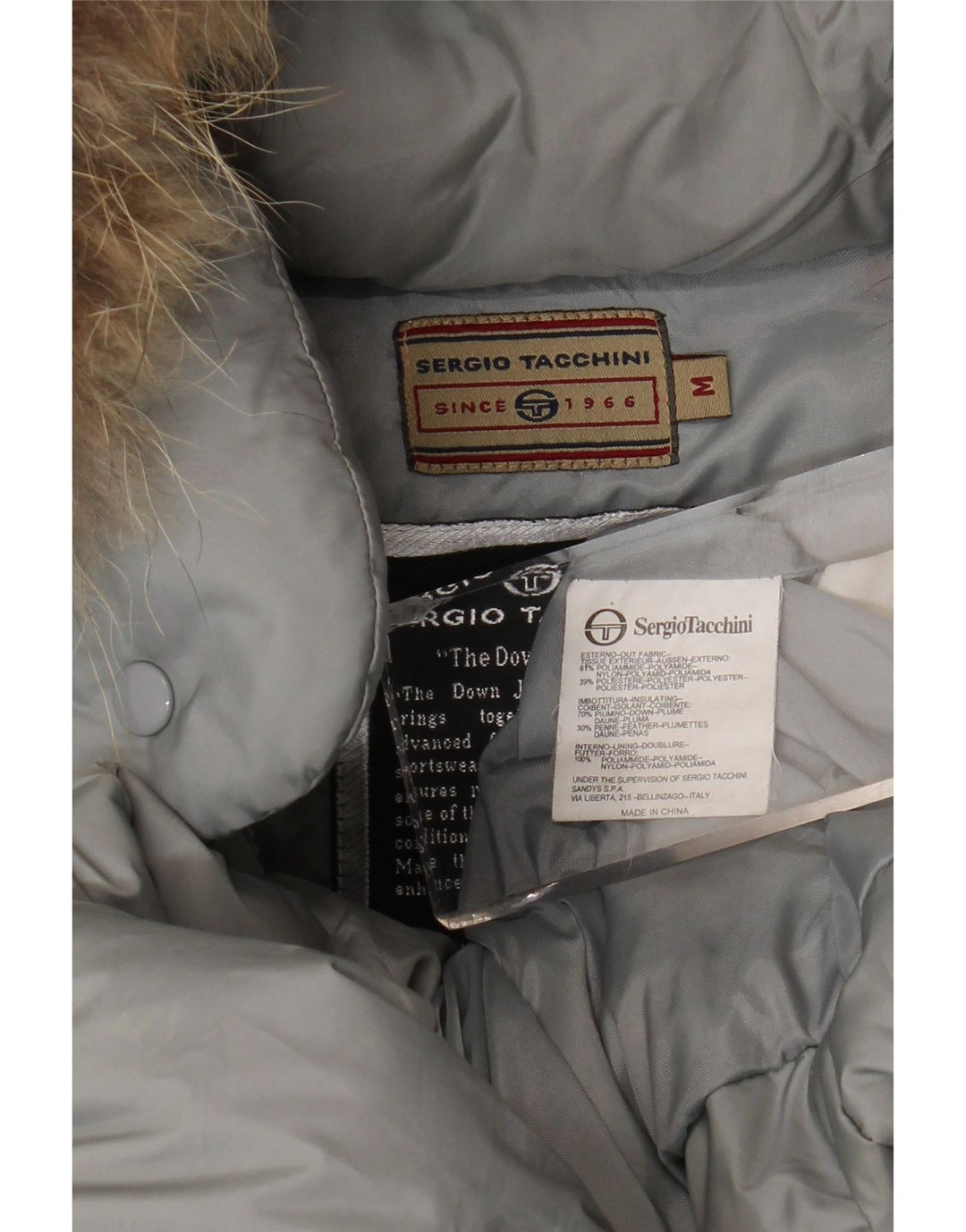 Cappotto imbottito con cappuccio da donna Sergio Tacchini UK 14 Poliammide grigio medio