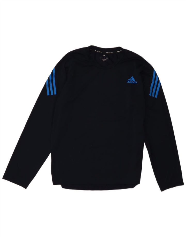 Top Adidas da uomo a manica lunga grande in poliestere blu navy