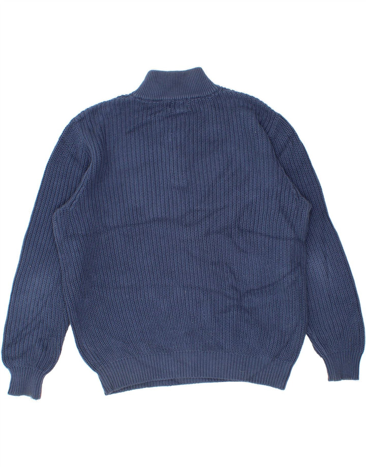 L.L.BEAN Maglione da uomo con collo a bottoni in cotone blu medio