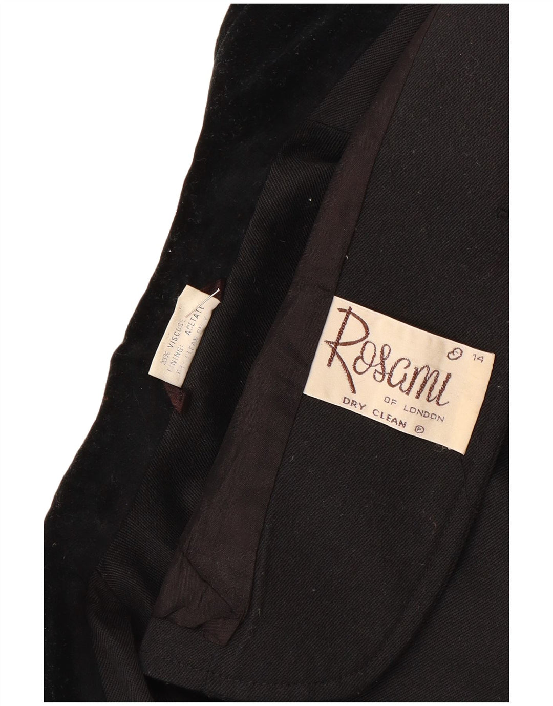 Giacca blazer a 2 bottoni da donna Rosami UK 14 grande acetato nero