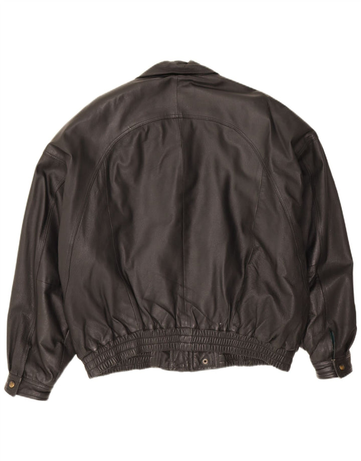 Giacca in pelle vintage da uomo UK 44 2XL Pelle nera