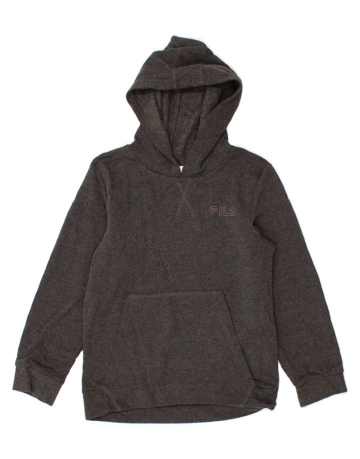 FILA Boys Hoodie Jumper 7-8 Years Grey Polyester Vintage Fila and Second-Hand Fila from Messina Hembry 