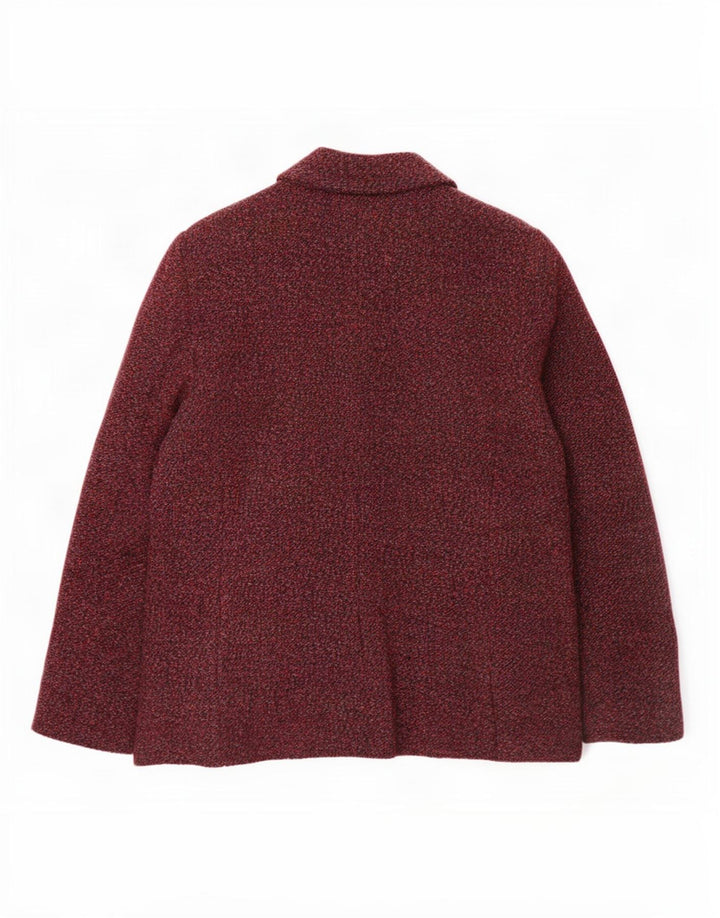 Giacca blazer da donna a 2 bottoni Jaeger UK 16 grande lana bordeaux