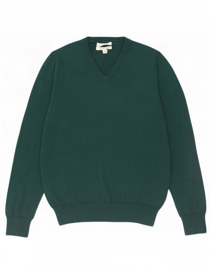 Maglione da uomo con scollo a V Marks & Spencer in cotone verde medio
