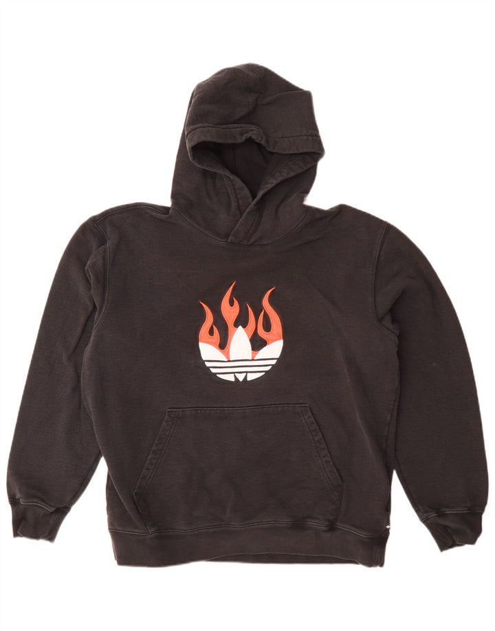 Felpa con cappuccio grafica da uomo Adidas, cotone medio nero