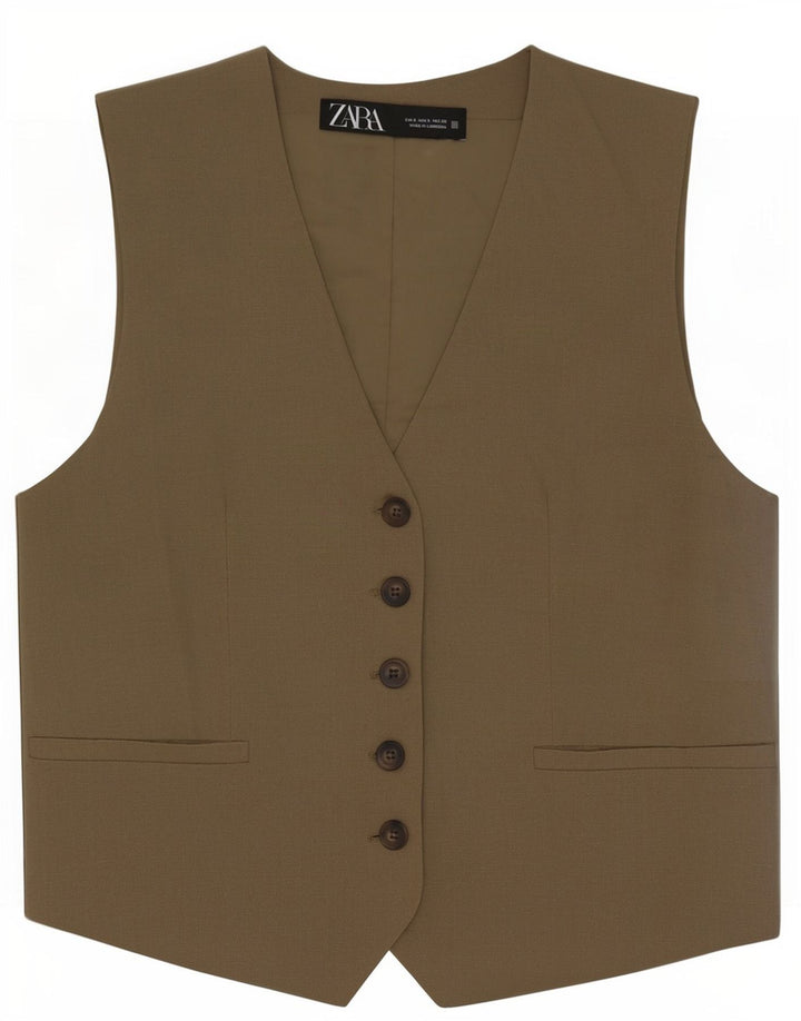 Gilet da donna Zara UK 10 piccolo poliestere kaki