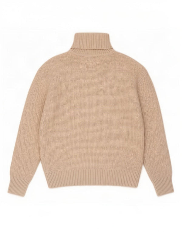 Maglione maglione a collo alto da donna Marks & Spencer UK 10 piccolo poliestere beige