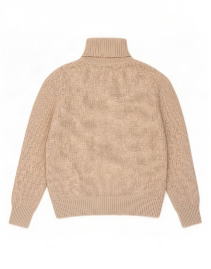 Maglione maglione a collo alto da donna Marks & Spencer UK 10 piccolo poliestere beige