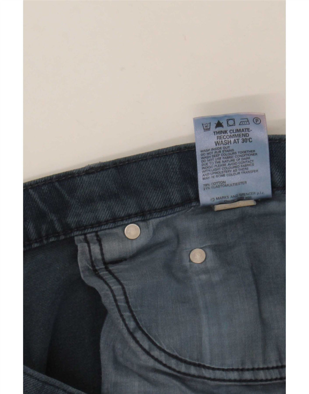 Jeans dritti da uomo Marks & Spencer blu Harbour W34 L31 cotone blu scuro