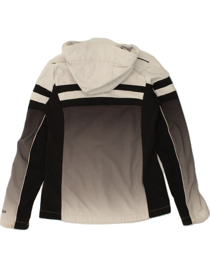 CMP Womens Hooded Windbreaker Jacket IT 44 Medium Grey Colourblock Vintage CMP and Second-Hand CMP from Messina Hembry 