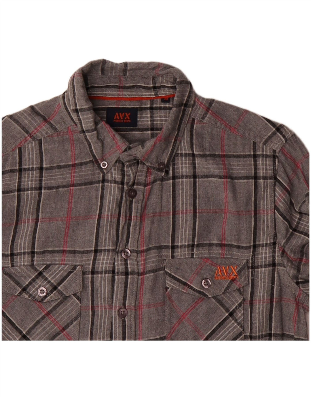 Camicia da uomo in flanella Avirex in cotone a quadri grigio medio