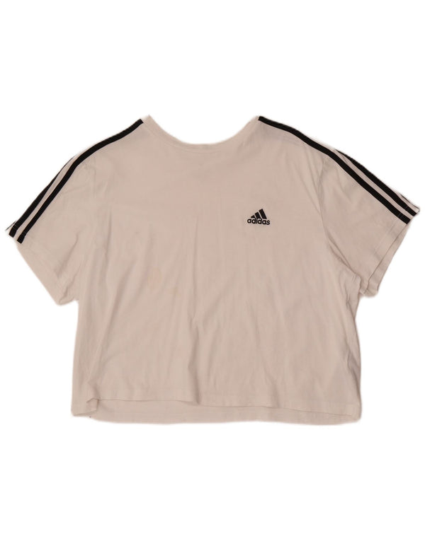 T-shirt corta da donna Adidas UK 16/18 grande cotone bianco