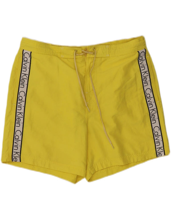 Pantaloncini da bagno grafici da uomo Calvin Klein grandi color block giallo