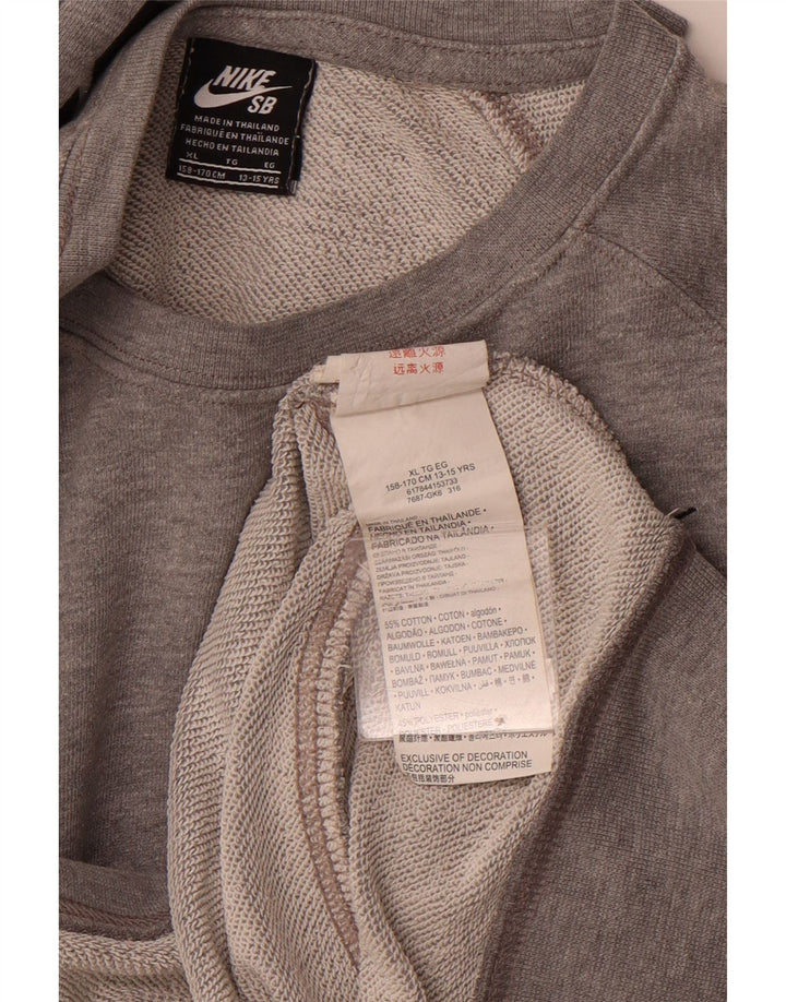 Felpa grafica Nike per ragazze, vestibilità ampia, 13-14 anni, XL, cotone grigio