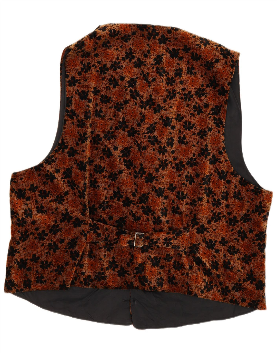Gilet vintage da uomo in velluto marrone medio floreale