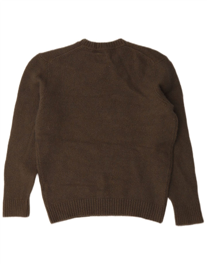Maglione maglione girocollo da donna Massimo Dutti UK 16 grande lana marrone