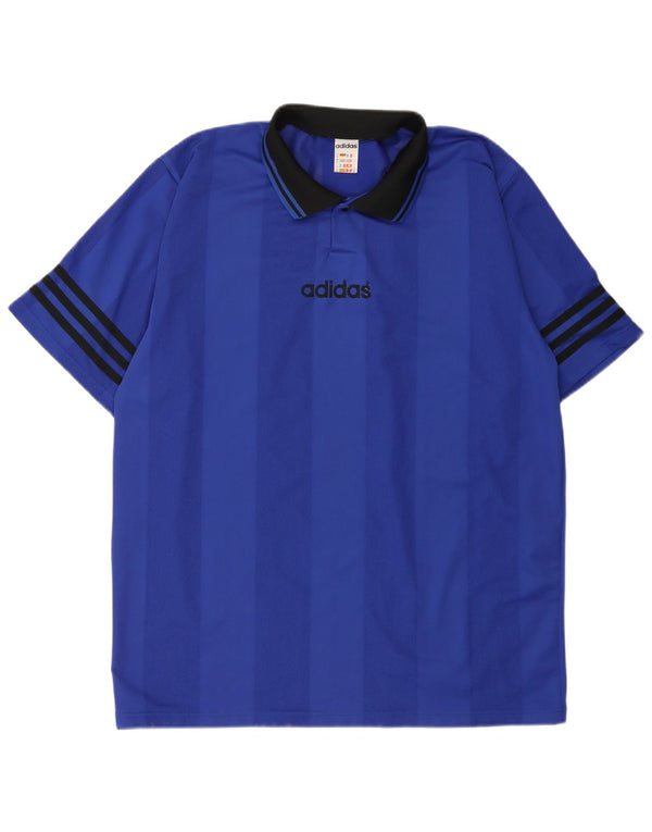 Polo Adidas da uomo XL in poliestere a righe blu