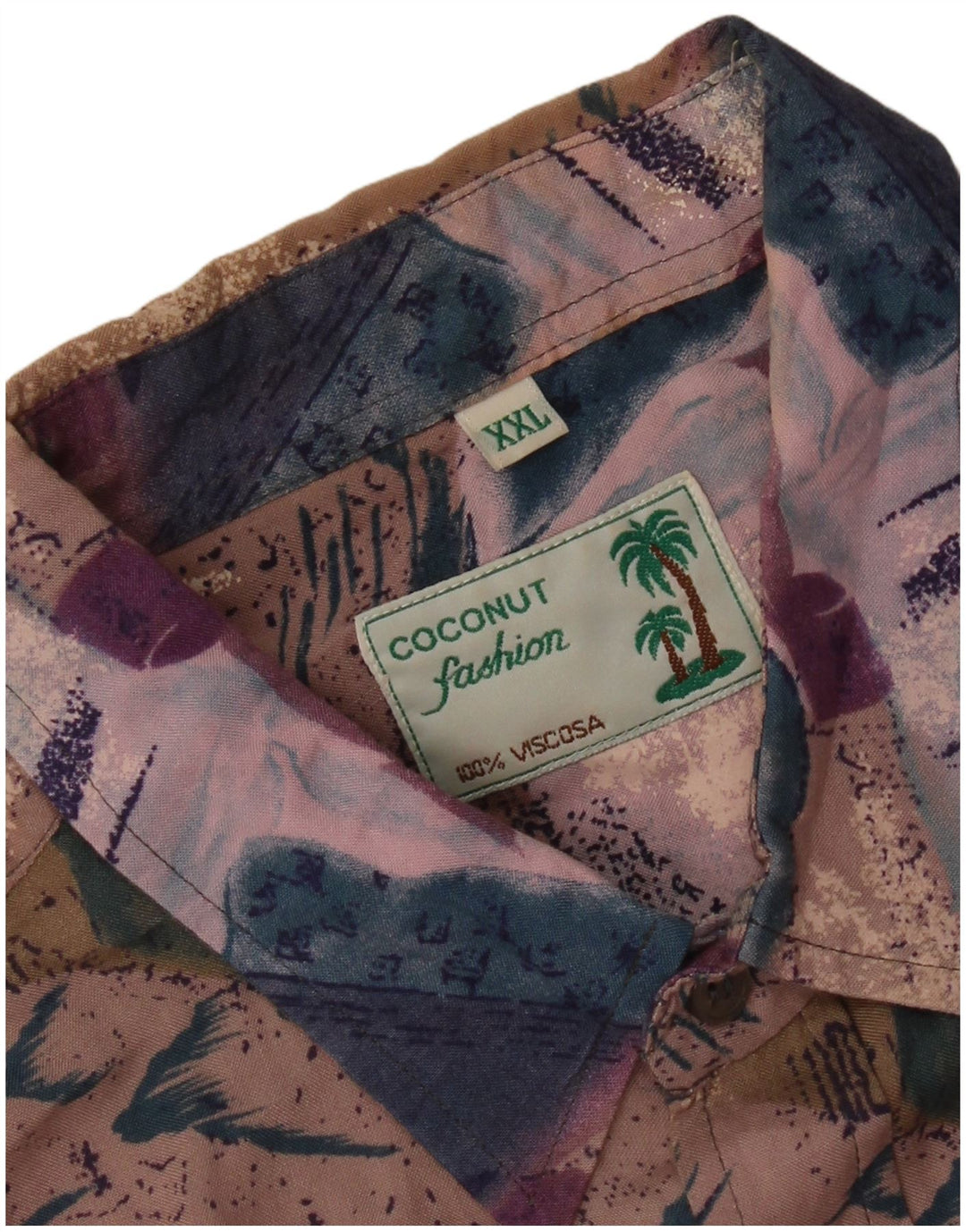 Camicia a maniche corte da uomo con motivo astratto Coconut 2XL Viola tropicale