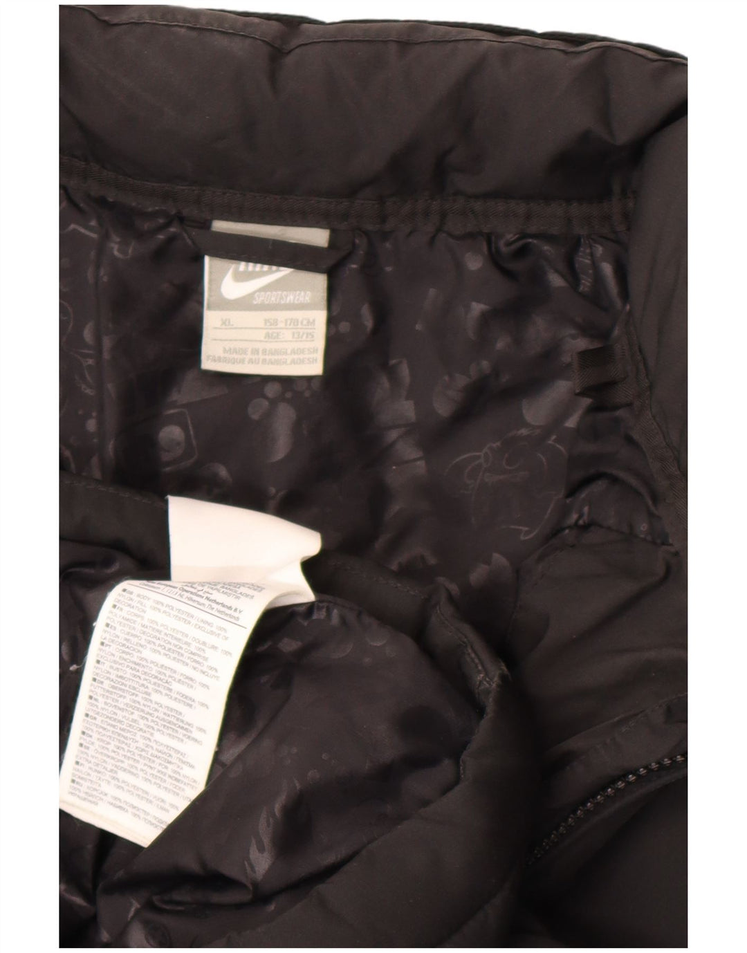 Giacca imbottita con cappuccio Nike da bambino 13-14 anni XL poliestere nero