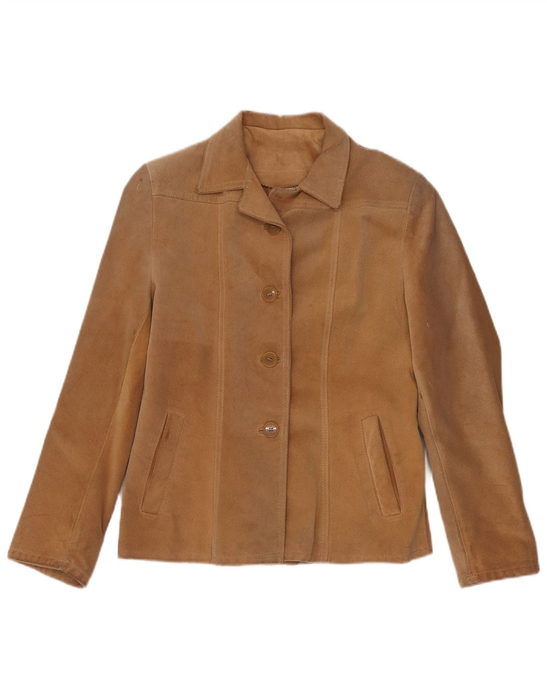 Giacca in pelle scamosciata da donna Barone UK 10 piccola in pelle beige