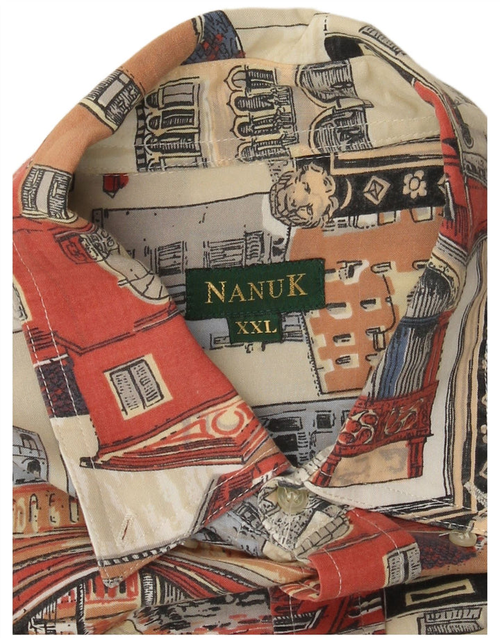 Camicia grafica vintage da uomo a maniche corte 2XL multicolore