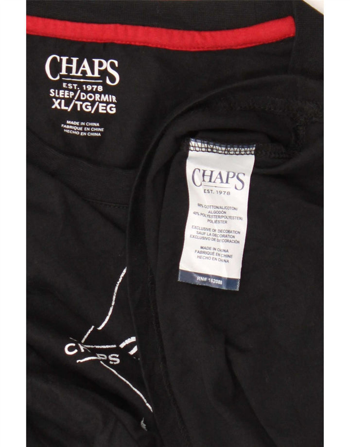 Top grafico da uomo Chaps a maniche lunghe XL in cotone nero