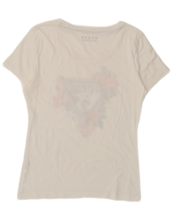 Guess T-shirt grafica da donna Top UK 12 Medium White Floral